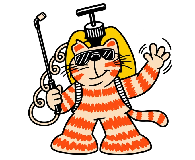 Ace Pest Control mascot holding a pest control wand